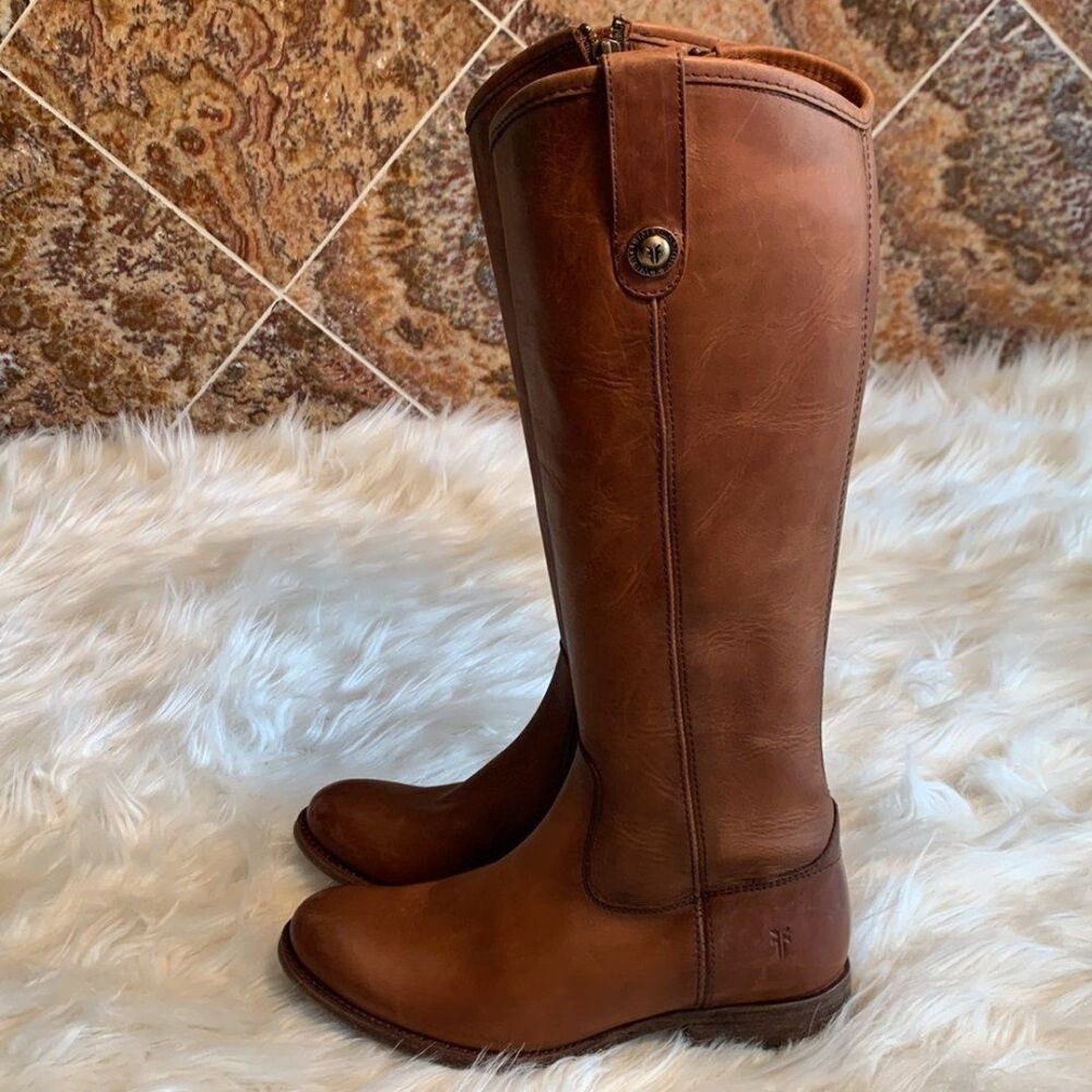 Frye Melissa Inside Zip Cognac Leather Tall Riding Boot 6 Equestrian Knee High - Picture 8 of 12